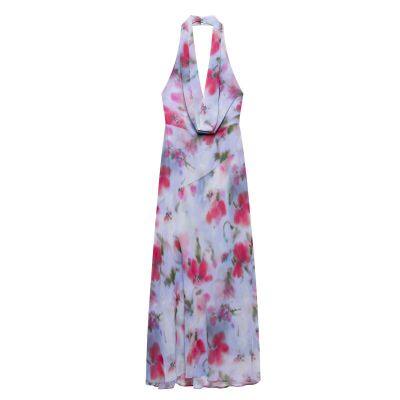 Spring new dress for women, slim fit and casual round neck, sleeveless design, niche print