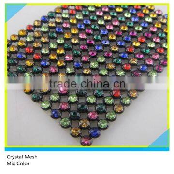 Hotfix Glass Rhinestone Aluminum Mesh Blcak Base Mix Color Rhinestone Mesh