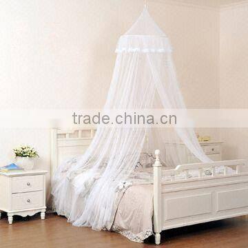 Romantic bed canopy with lace on the top