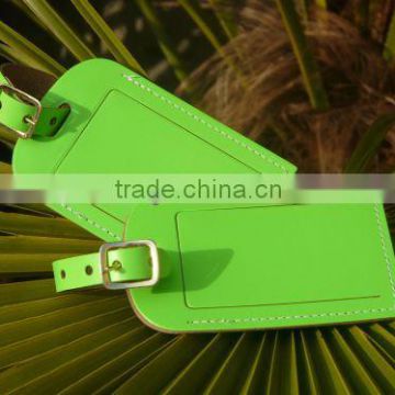 Green Leather Luggage Tag