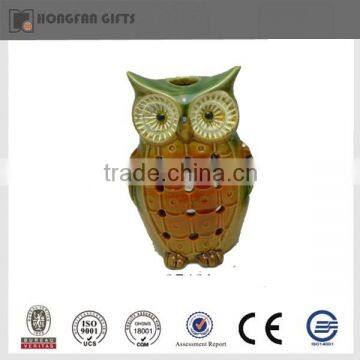 Cute LED harvest festival ceramic owl light