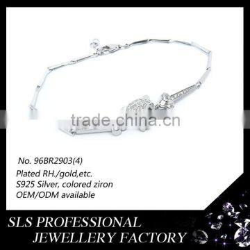 Fashion 925 silver jewelry aaa cz micro paved jewelry Tiger head silver bracelets