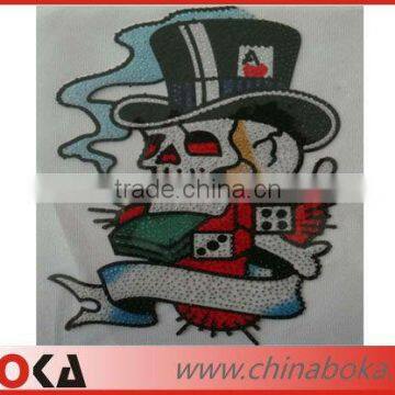 Fashion crossbones rhinestone transfer motif for shirts