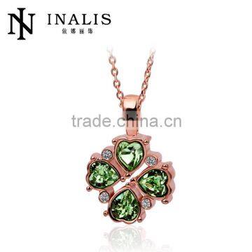 Fashion Rose Gold Plated Four Gemstones Handmade Costume Jewelry Necklace