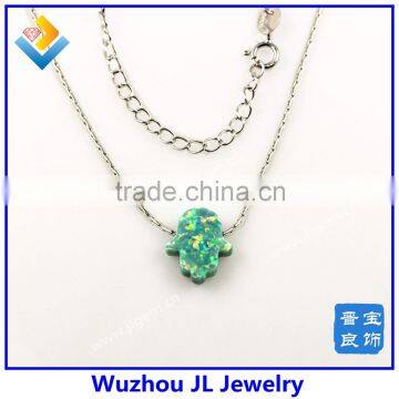 925 Sterling Silver Synthetic Hamsa Opal Gems Necklace For Sale Online With Factory Price photo-2