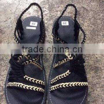 Dobbytex DBTS8 Cream Black Twist Handmade rope Sandals/Shoes Hill tribe / Hmong / Summer / African