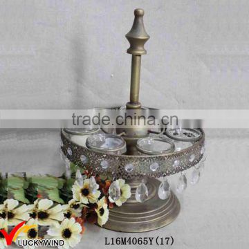 Vintage Golden Metal Bulk Tealight Jeweled Candle Holder