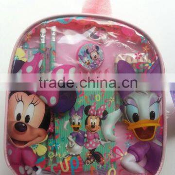 Promotion Cartoon mickey/minnie Stationery set PVC transparent Schoolbag