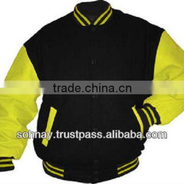 Black Yellow Varsity Jacket Letterman Baseball Jacket