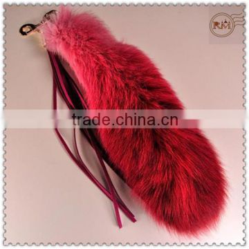 Hot Selling Gradient Color Genuine Fox Tail Keychains Accessories