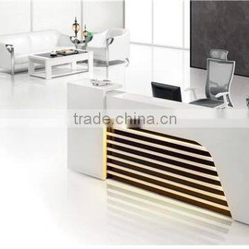 2 seats MDF reception desk dimensions with light inside
