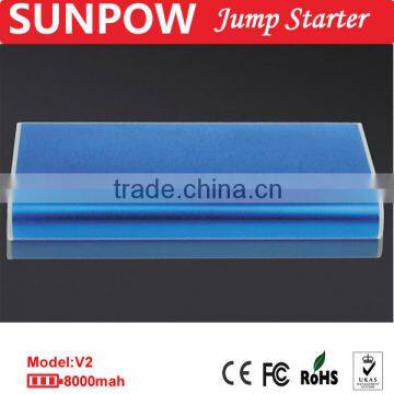 sunpow 12v 8000mah aluminium alloy body mini and portable auto emergency launch power jump starter