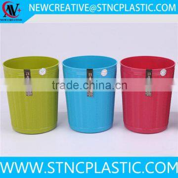 various color round shape plastic garbage bin