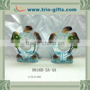 Polyresin turtle shape clock with diamond