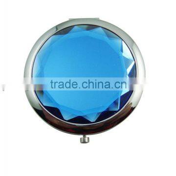 High quality metal compact mirror with crystal panel