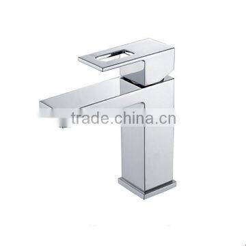 single lever brass chrome finish square basin faucet