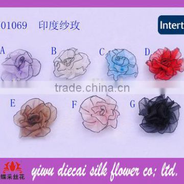 Prevalent embellished organza fabric rose flower