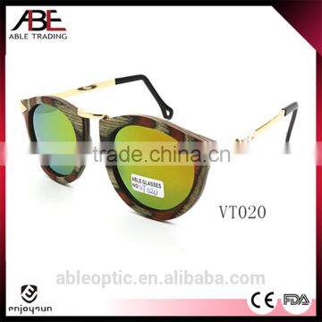 2016 metal combination vogue UV400 mirror lens custom Italy design bamboo wooden polarized sunglasses FDA CE                        
                                                                                Supplier's Choice