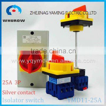 Isolator switch YMD11-25 load break switch universal power cut off switch 25A 3 Phases changeover cam switch sliver contacts