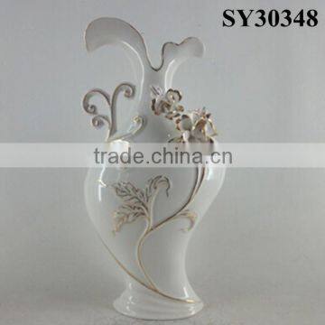 With Liquid Gold Flower Design Ceramic Vase Decoration photo-6