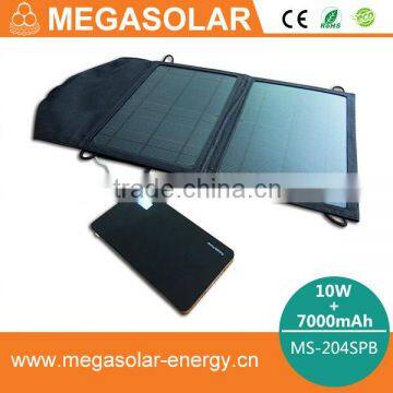 10W folding solar mobile charger with 7000mAh solar power bank | Model: MS-204SPB