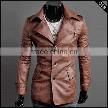 custom latest design leather jacket 100% Leather Jackets for Mens with long line