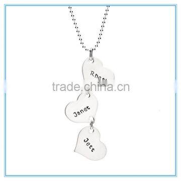 Fashion Hearts Stainless Steel Necklace for Three Names