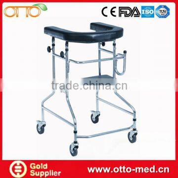 Steel moving walker with 4 wheels