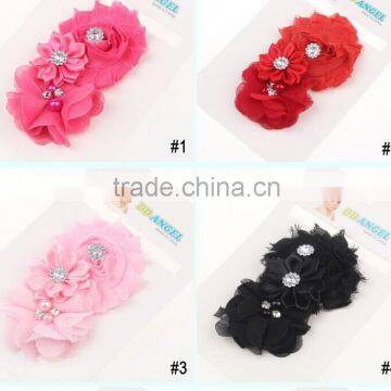 kids girl pretty hair band flower infant hot sales knitted elastic headband