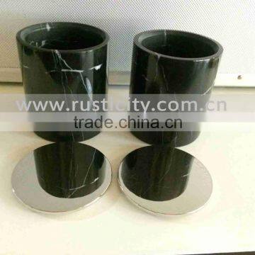 Cheapest Natural Stone Carrara Marble Candle Jar With Copper Lids,marble Jar With Lid photo-2