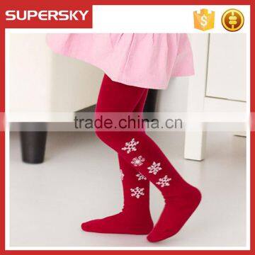 V-234 Pretty princess baby girl knitting pantyhose baby leggings witn snowflake dance socks