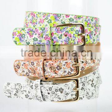 Women's Fashion Floral Design Wide Waist PU Belt