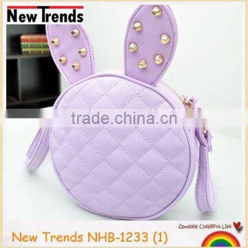 Fashion lilac rabbit shape PU shoulder bag with the studs