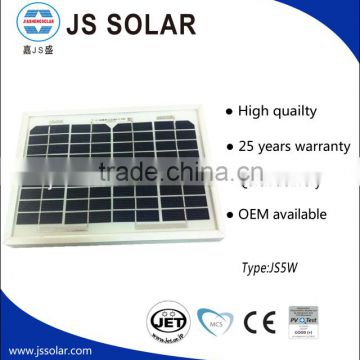 Mono solar panel price 5w with 36 Grade-A solar cells