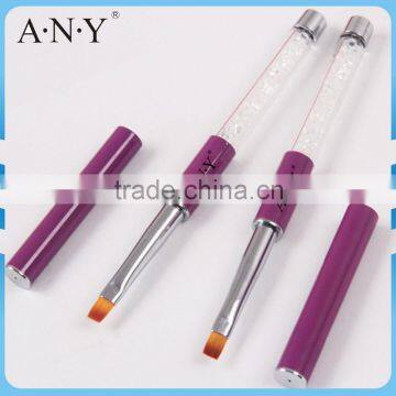 ANY Nail Art Crystal Extension Nails Building Rhinestone Handle Flat Nail Brush Gel Art