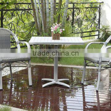 patio wicker rattan bamboo like arm chair, aluminum frame cafe chair with armrest, vintage powder coating chair