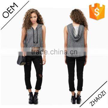women blank sleeveless quality wholesale plain hoodies