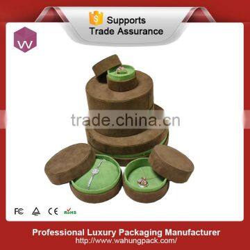 brown color fashion round velvet jewelery gift box wholesale