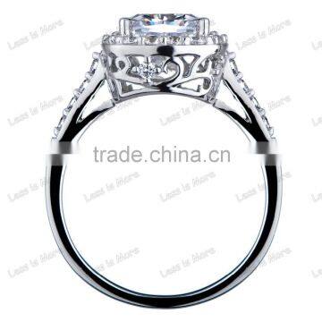 Silver CZ Halo Cushion Cut Engagement Ring With 8mm,10mm Big cz or Crystal Stone photo-3