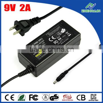 Input 100-240V 50-60Hz AC-DC power supply output 9V 2A vacuum cleaner adapter