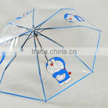 Cartoon Transparent 3 Folding Clear Umbrella