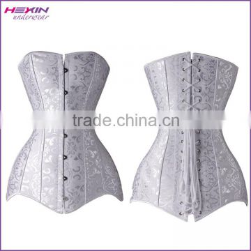 Wholesale Fashion Women Bodysuits 12 Steel Boned White Long Steampunk Corset                        
                                                Quality Choice