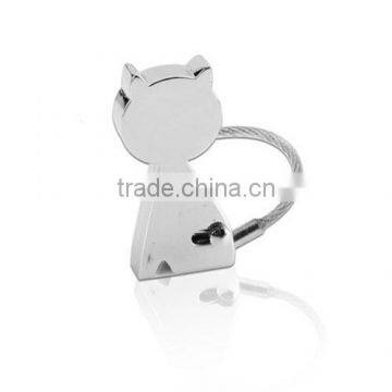 fashion lovely animal cat design charm keychain, stainless steel charm keychain