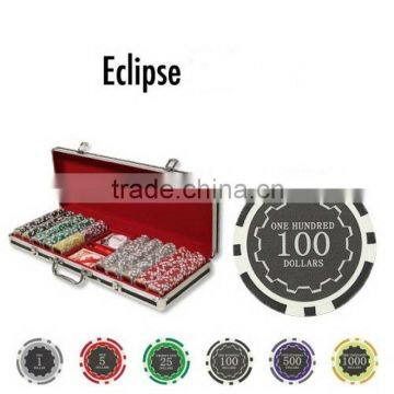 Eclipse Poker Chip Set with Black Aluminum Case - 500 Piece