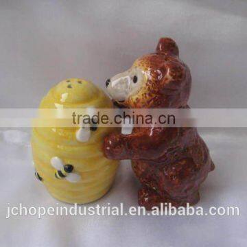 Beehive and Honey bear ceramic salt and pepper shaker