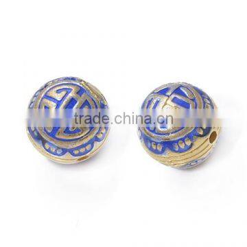 200pcs Blue Enameled Brass Beads handmade beads jewelry making beads loose beads 9.6*9.8mm