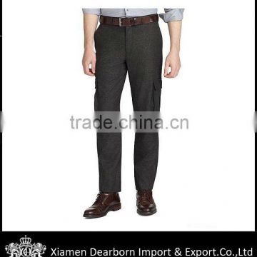 80% wool 20%spandex Men's fashion casual Pant with leg pockets