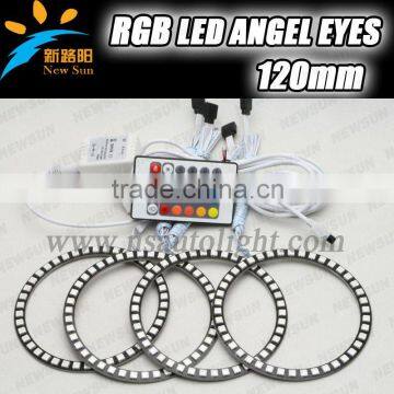 Factory wholesale low price 120mm rgb angel eyes led ring lights 12v multicolor car headlights high brightness rgb ring led