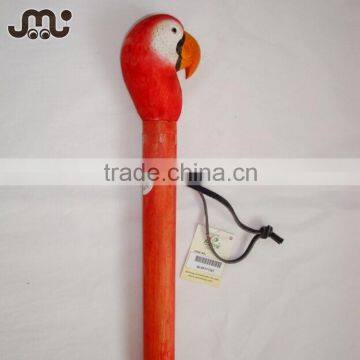 Carved animal head straight wooden mountain climbing stick