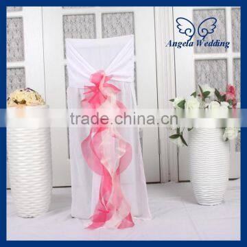 CH001L Hot sale fancy curly willow white and hot pink ruffled cheap wedding chair covers